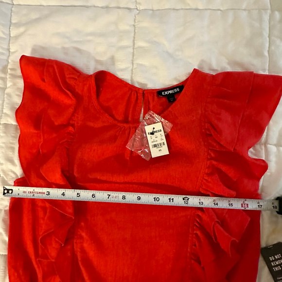 Express Red Ruffle Blouse NEW - Picture 3 of 5